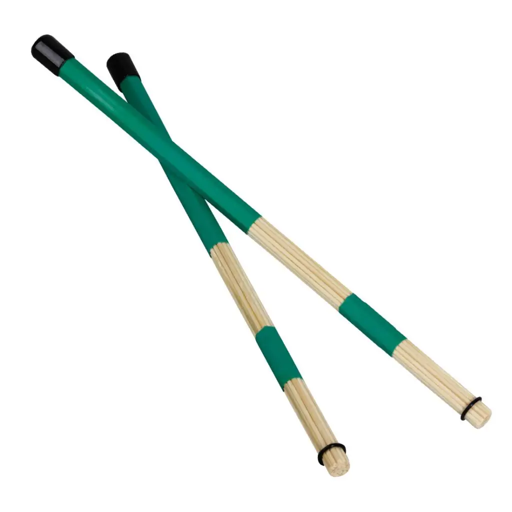 1 Pair Music Band Drum Sticks Bamboo Wood Drum Stick Mallet w/ Rubber Handle