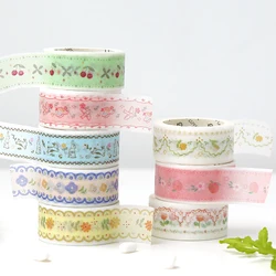 Rouleau entier de bande Washi en dentelle rustique, 7 modèles, étiquette Scrapbooking, compte à main forêt, 15mm x 3m, pour journal agenda, DIY bricolage 