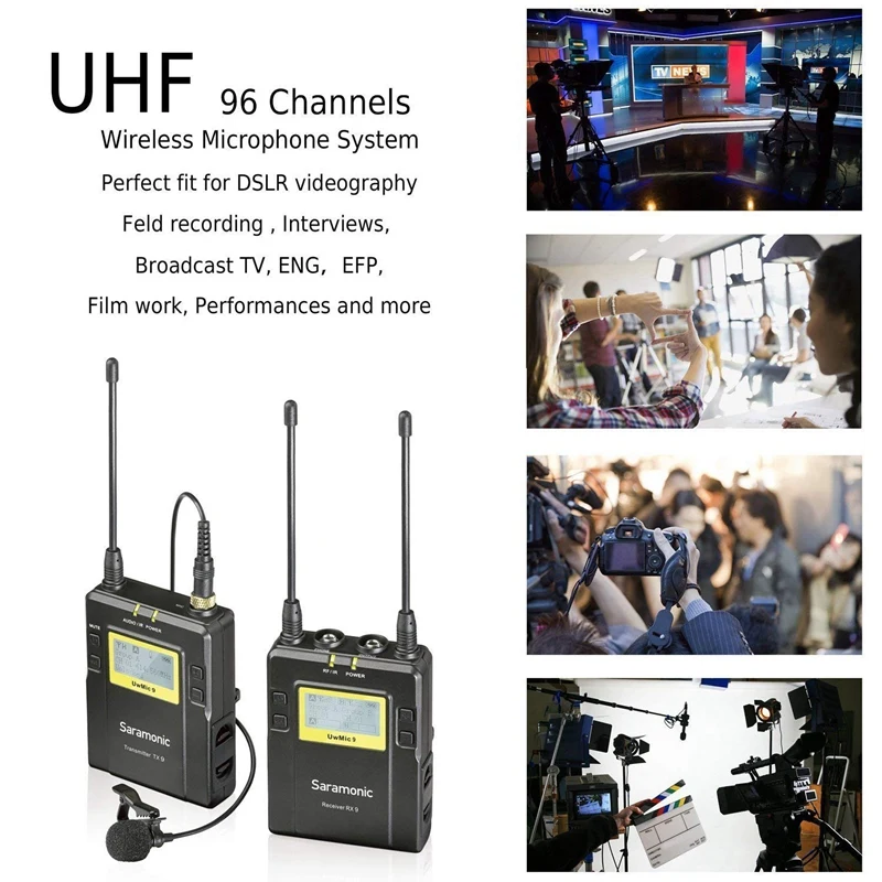 Saramonic Uwmic9(Rx9+ Tx9) вещание Uhf Беспроводной петличный микрофон система для Dslr камеры микрофон для видеокамер Микрофон Canon
