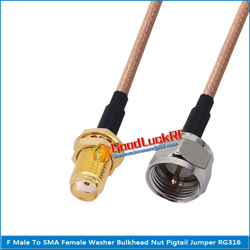 

1X Pcs High-quality F Male to SMA Female Washer O-ring Bulkhead Panel Mount Nut Pigtail Jumper RG316 Cable Low Loss