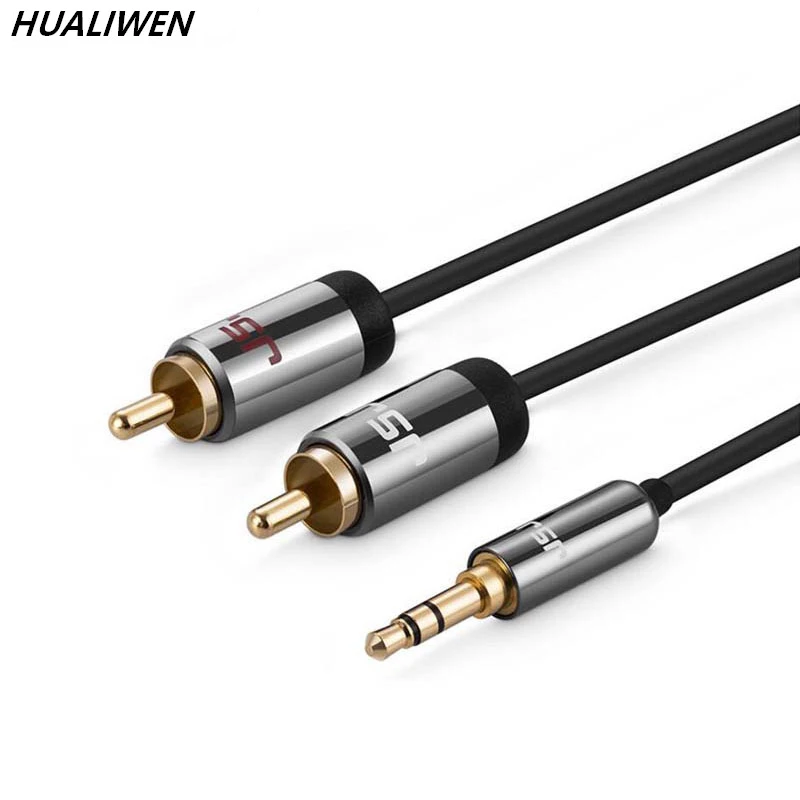 JSJ Hi-Fi 3 5 мм стерео разъем штекер 2rca мужской аудио сплиттер кабель aux для домашнего