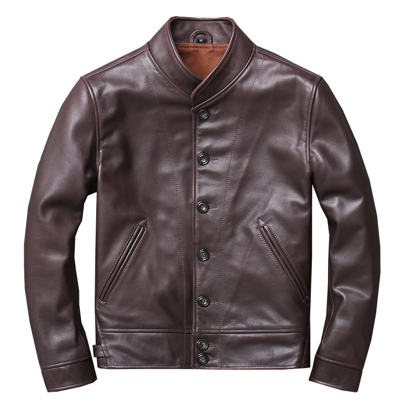 Vintage cow skin genuine leather jacket american casual style genuine leather coat