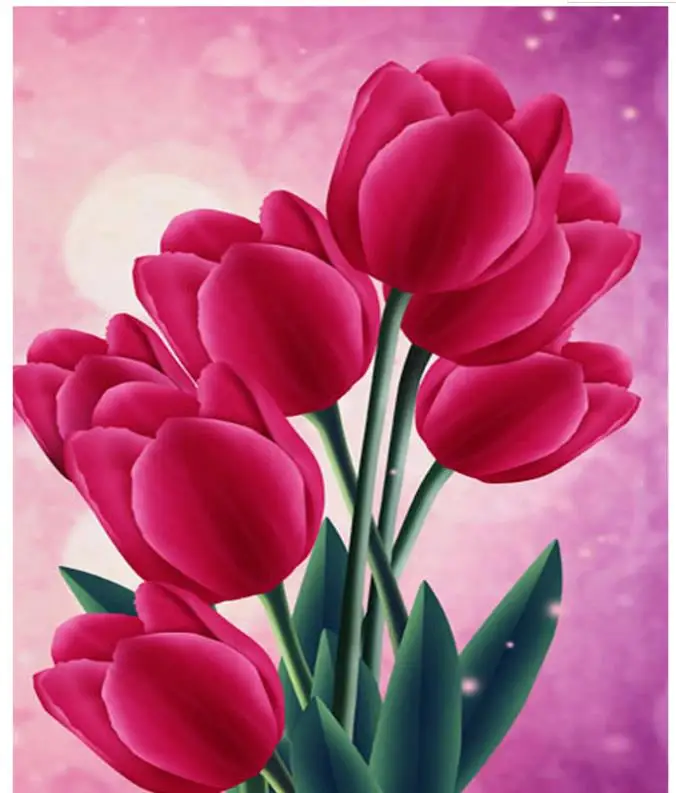 5d full square diamond embroidery tulips flowers painting art rhinstone mosaic drawing puzzle picture wall sticker deco | Дом и сад