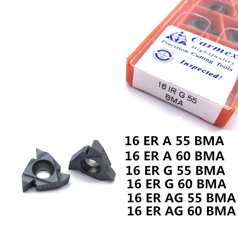 10Pcs 16Er Ag55 A55 G55 Ag 60 Bma Carburo De Rosca Externa Inserto Cnc Torno Herramientas De Torneado Mecanizado De Alta Calidad