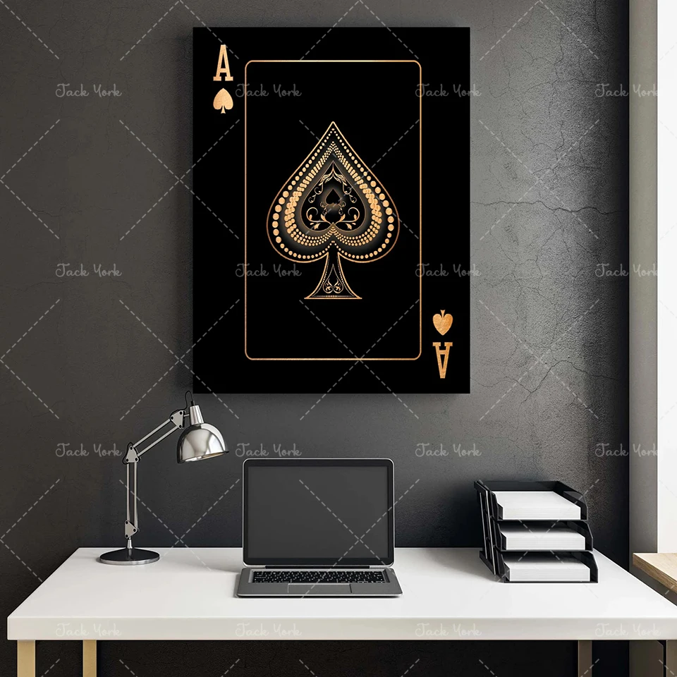 Абстрактные золотые и серебряные игральные карты Ace of spades креативный покер HD