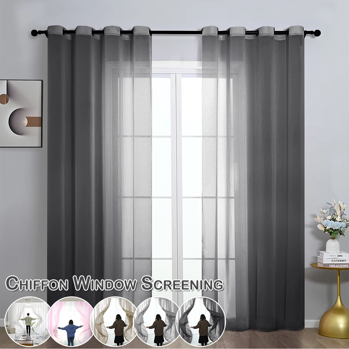Details about   Window Screening Tulle Drap Sheer Curtains for Room Furniture Cover Rod 3 Sizes 