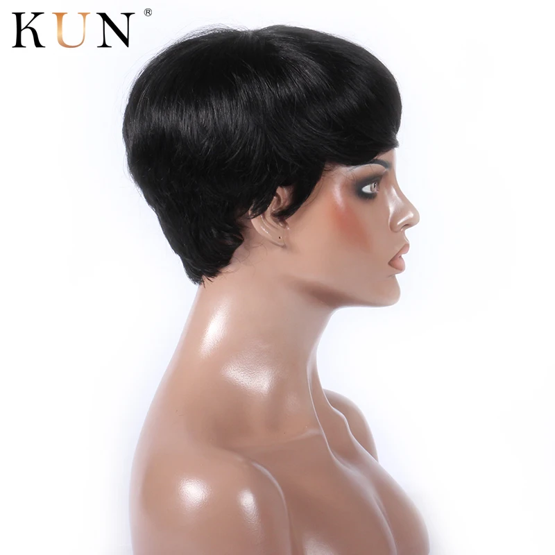 Pixie Cut короткие парики из человеческих волос в Звездном стиле прямые 150 плотность