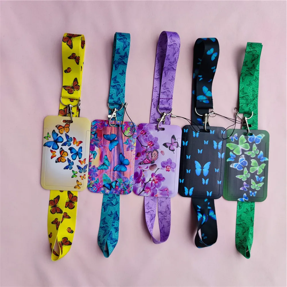 Women Like Butterfly Name Card Covers ID Holder Students Bus Case Lanyard Visit Door Identity Badge | Багаж и сумки