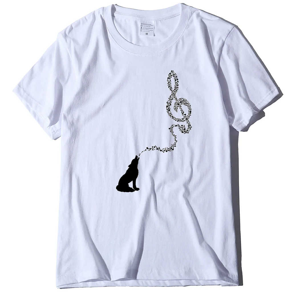 Mens Fashion T-shirt Spring Casual Short Sleeve O Neck Men T Shirt Print Wolf Music Loose Tee Tops Camiseta Masculina Plus Size
