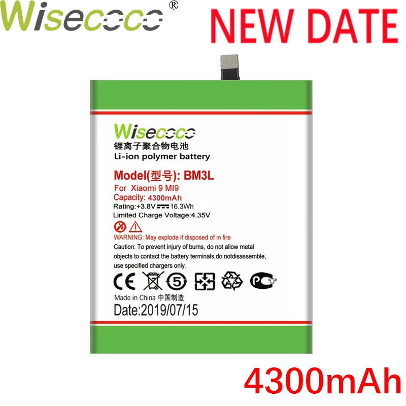 

Wisecoco 4700mAh BM3L New Production Battery For Xiaomi 9 Mi9 M9 Mi 9 Phone High quality Battery Replacement+Tracking Number