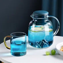 Cold-Kettle Teapot Glass Blue with Handle-Heat-Resistant Borosilicate Large-Capacity