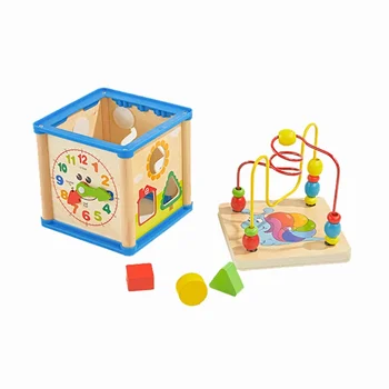 

Multifunctional Activity Cube Block Kids Toys Baby Early ducational Wooden Bead Maze Shape Sorter Toys for Children