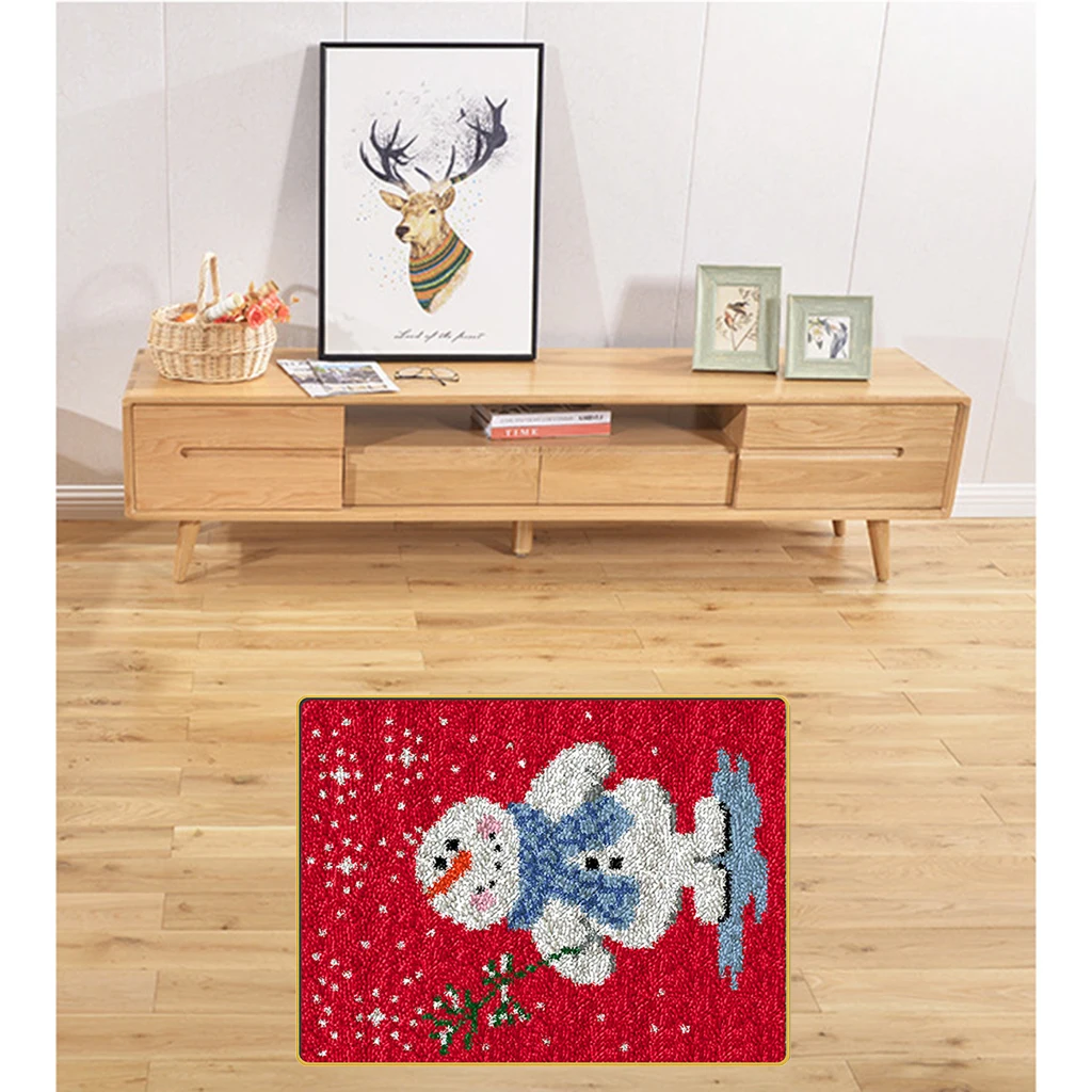 Christmas Latch Hook Rug Kits Crochet Hook Embroidery for Needlework Cross Stitch Thread Sewing Kit Thread Carpet DIY Cushion
