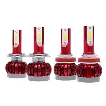 

2 Pair LED Car Light Bulbs 10000LM 72W Super Bright COB Auto Light Auto Led Head Light Car Styling Lamps 3000K Golden Yellow(H8/