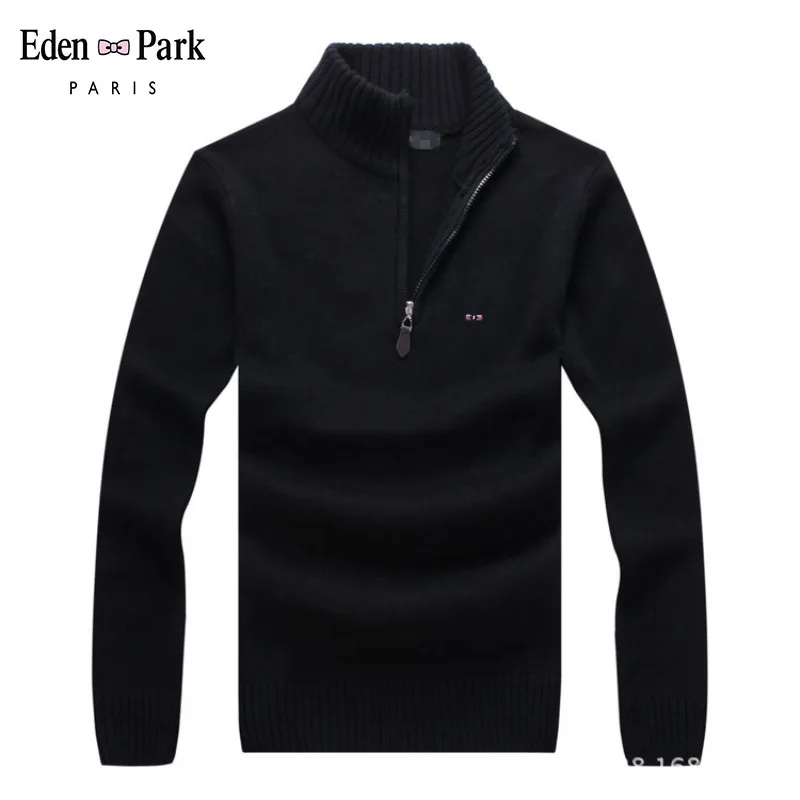 Мужской свитер, водолазка, на молнии, однотонная одежда, пуловер, Eden Park, мужской S-2XL размера плюс, Осень-зима