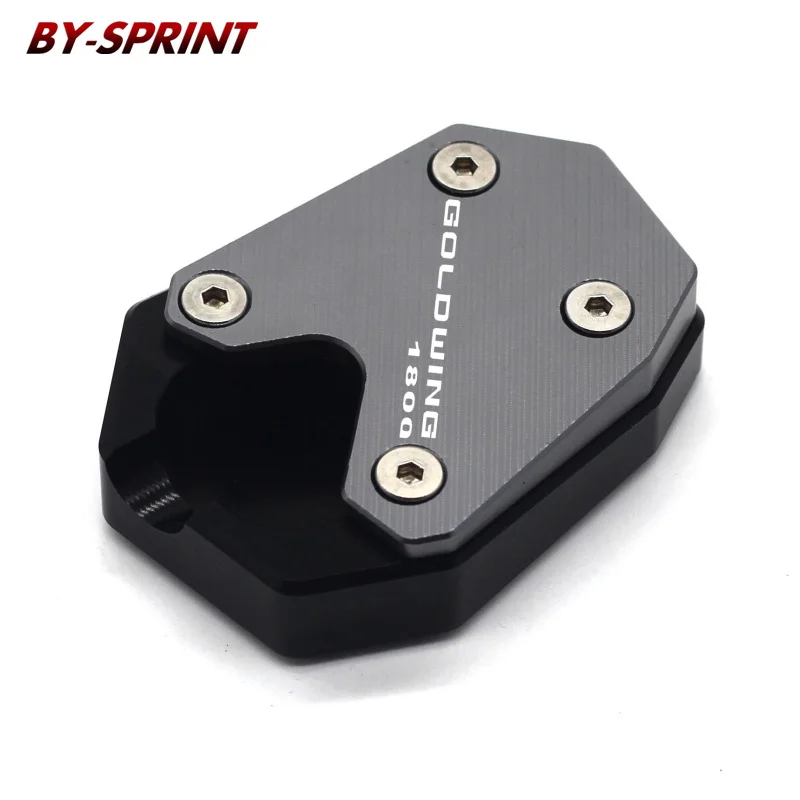 Titanium Мотоцикл CNC Kickstand увеличитель боковой стойки пластина для Honda Goldwing 1800 GL1800- с логотипом - Цвет: Titanium