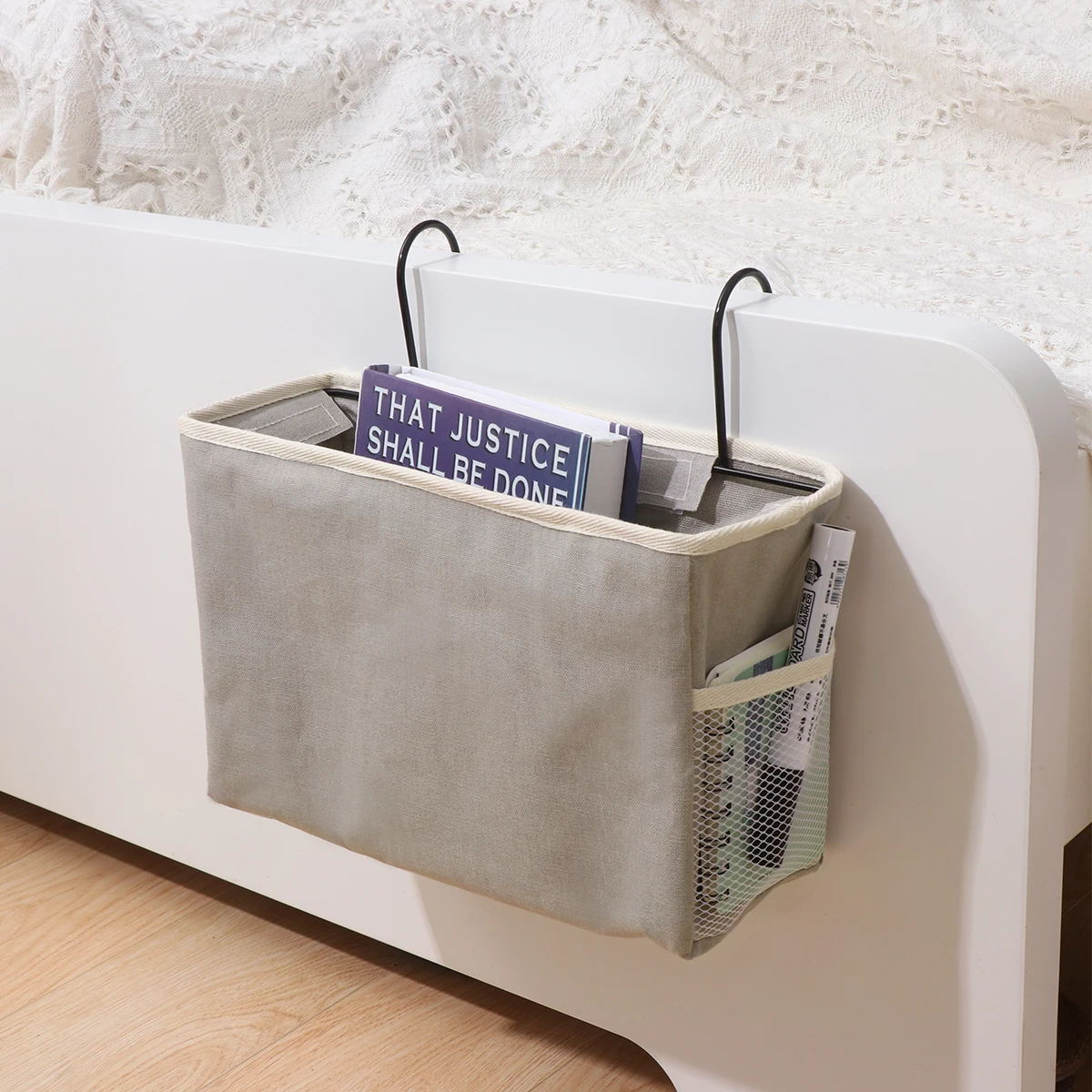  OUNONA Canvas Fabric Bedside Storage Bag Sundrise Holder Clothing Container Hanging Organizer for D