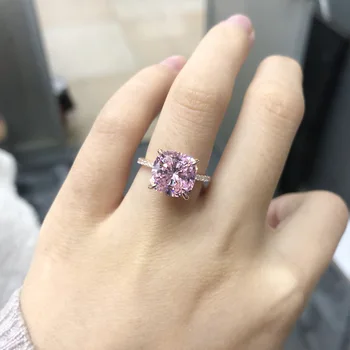 

fashion 100% 925 silver rose gold pink cz luxury wedding ring for women