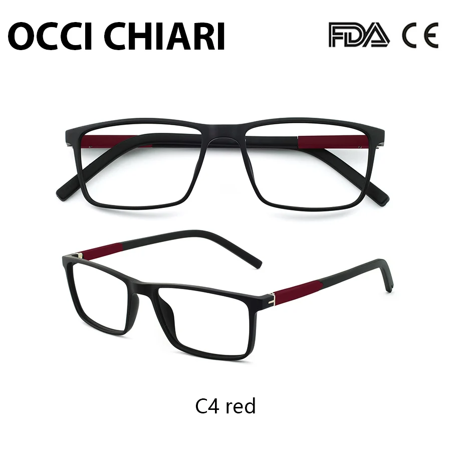 C4 red OCCI CHIARI TR90, очки, оправа, мужские ультралегкие очки, Gafas, анти-синий луч, компьютерные очки, новые, из кусков, оптические очки - Цвет оправы: C4 red
