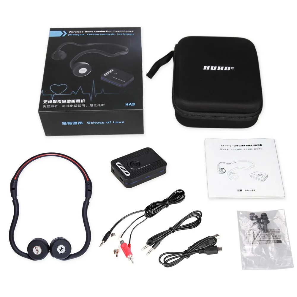Bone Conduction Bluetooth Wireless headphones hearing aids Portable Sports headset mini Amplifier hearing aid for TV the elderly