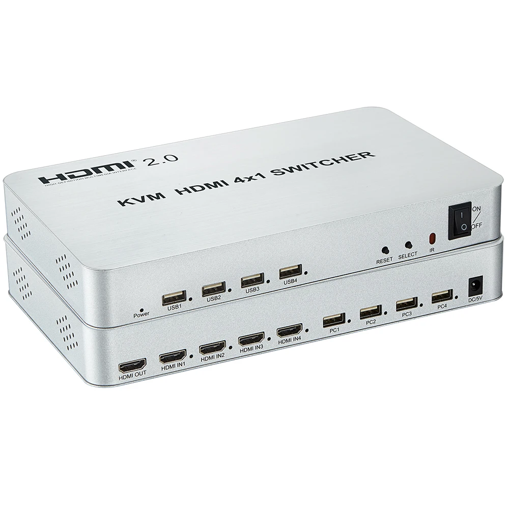 4K 60Hz HDMI KVM переключатель 4x1 HDMI 2,0 USB коммутатор 4 порта KVM переключатель USB коммутатор Клавиатура Мышь для ПК ноутбука