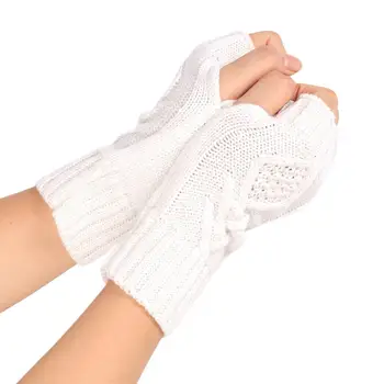 

Female Winter Half Finger Computer Gloves Women Wild Knit Touch Screen Glove