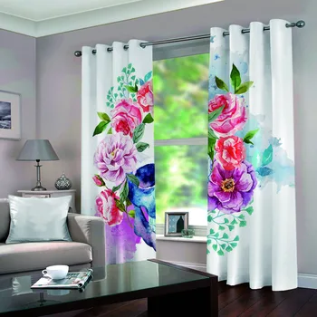 

SOFTBATF Skull Flower Printing Curtain Blackout Curtains Fabric Drapes Window Curtains For living Room Bedroom Dropshipping