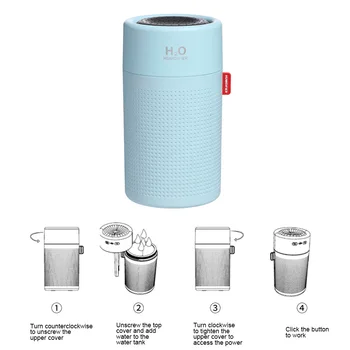 

750ml Large Capacity Air Humidifier 2000mAh USB Rechargeable Wireless Ultrasonic Aroma Water Mist Diffuser Light Umidificador
