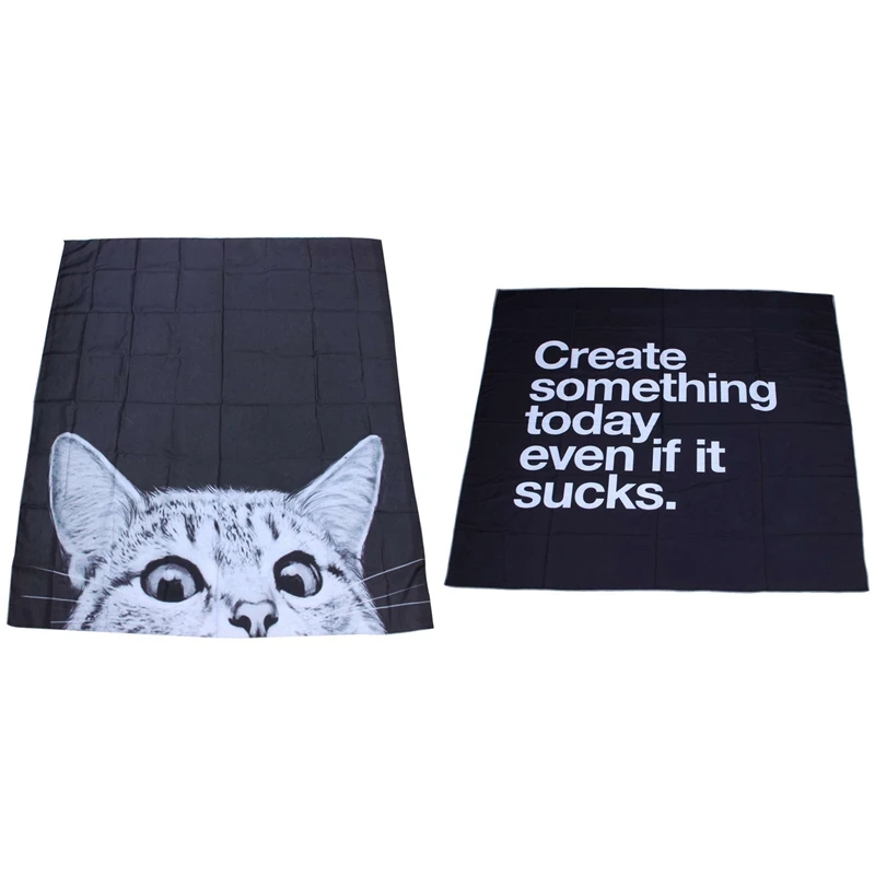 2pcs(Full Size) New Tapestries Hippie Wall Hanging Tapestry Bedspreads Beach Towel Yoga Mat 150 cm x 130 cm- Black Cat& Black
