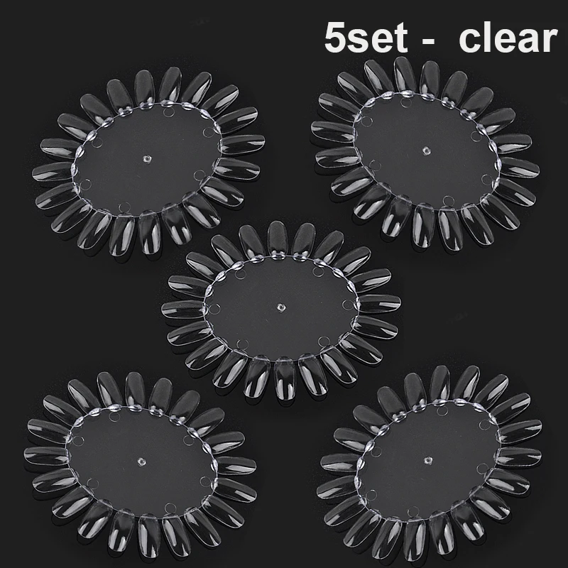 5 set-clear Накладные ногти: 20/50/100/120/150 шт. накладные ногти натуральный прозрачный розовый черный Цвет Nail Art Ложные Типсы Практика Дисплей - Цвет: 5 set-clear