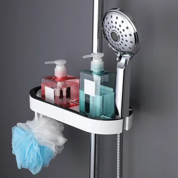 

Bathroom Shower Rack Punch Free Tray Holder Sundry Organizer Shelf for Home _WK