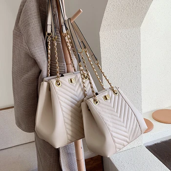 

Elegant Female Large Tote bag 2020 New High Quality Leather Women's Designer Handbag High capacity Chain Shoulder Messenger Bag