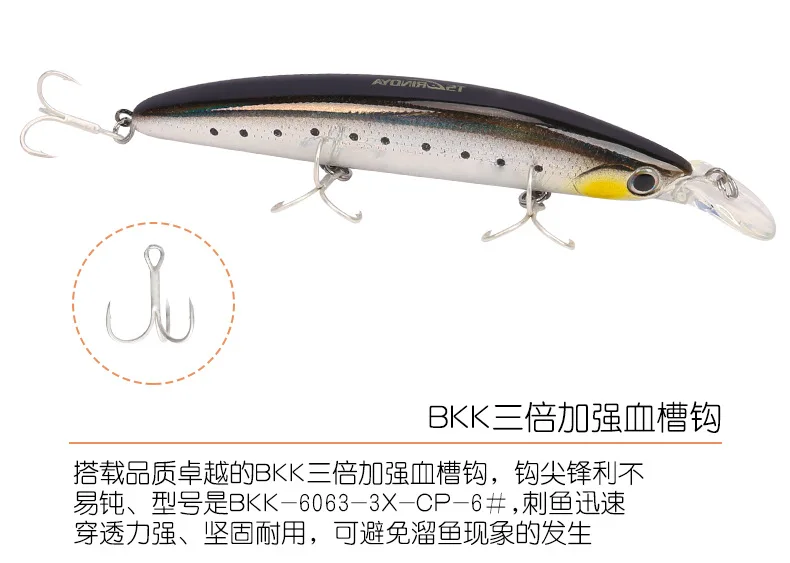 Trulinoya Lure Mino Rattling Beads Vibration 110mm20. 5G Mino Long Shot Lure lu yu er Topmouth Culter Sea Bass