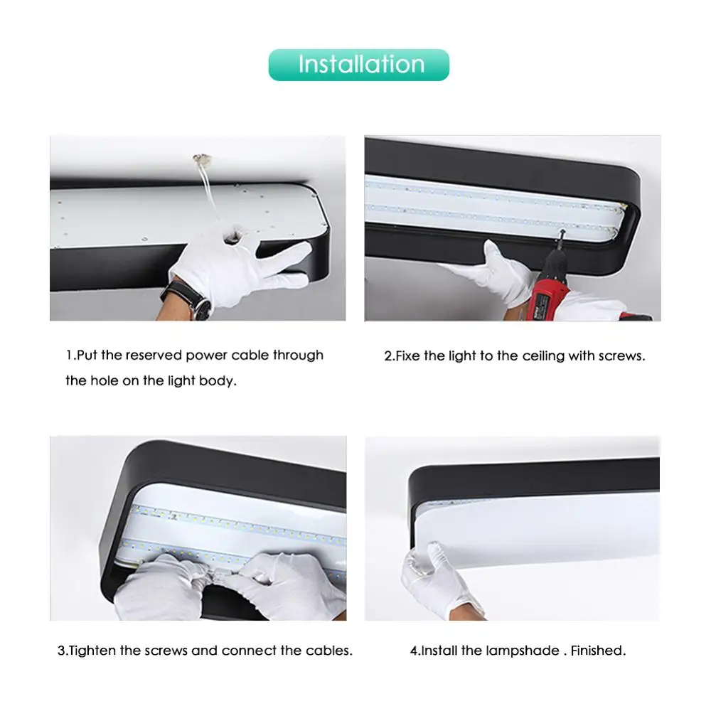  Modern LED Ceiling Light Lamp Lighting Fixture Rectangle Office Remote Bedroom Surface Mount Living - 32890739263
