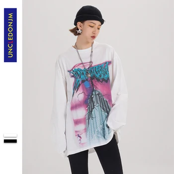 

UNCLEDONJM lightning Plus Size Women/Men Printed Long Sleeve Shirts Tee Shirt Top Streetwear Hip hop harajuku T Shirt ME-314