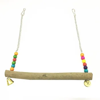 

Bird Accessories For Pet Toy Swing Stand Parakeet Cage Bird Wooden Perch Cage Hanging Toy With Colorful Beads For Parrot