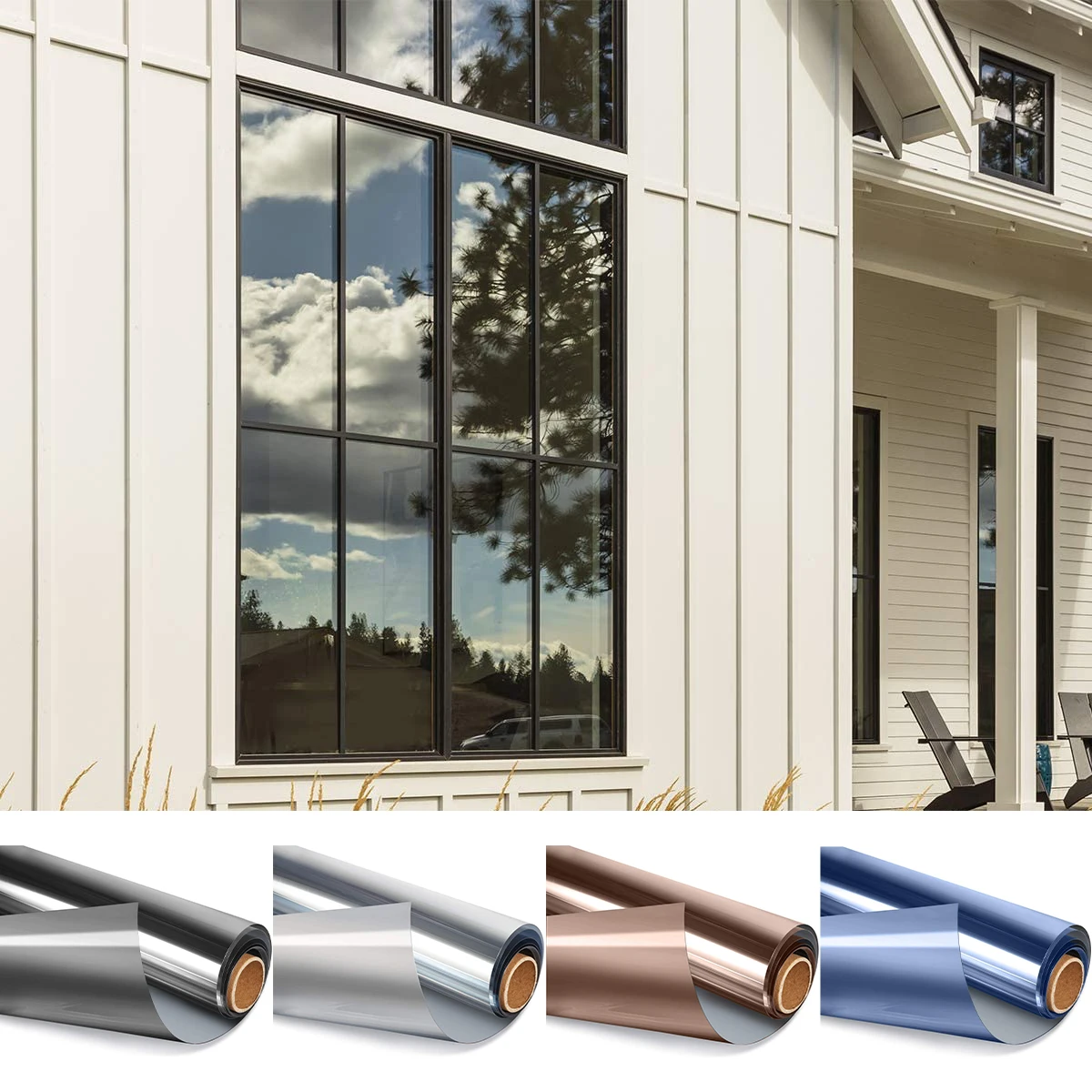 One Way Mirror Window Film Daytime Privacy Sun Blocking Reflective Self Adhesive Film Anti UV Heat Control Window Tint for Home