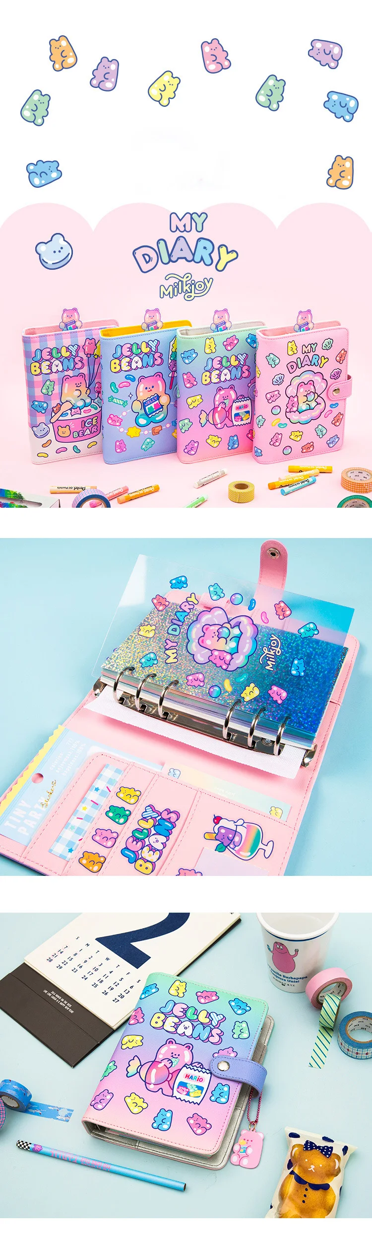 A6 Binder Kawaii Spiral Diary DIY Notebook Agenda Planner Organizer Note Book Cute Girls Traveller Journal School Study Handbook