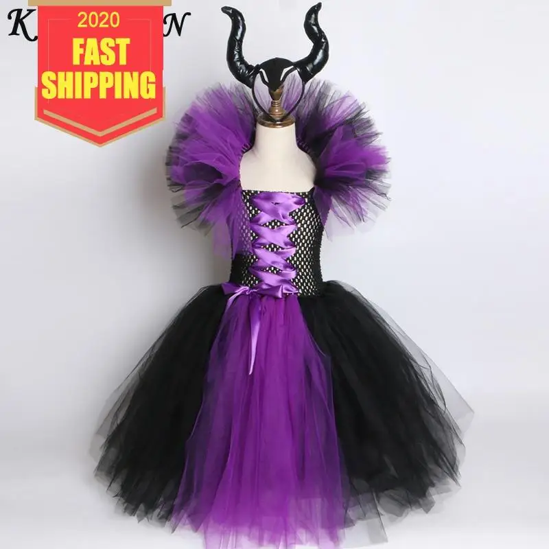 Keelorn Maleficent злая королева платье-пачка для девочек с рожками маскарадный костюм