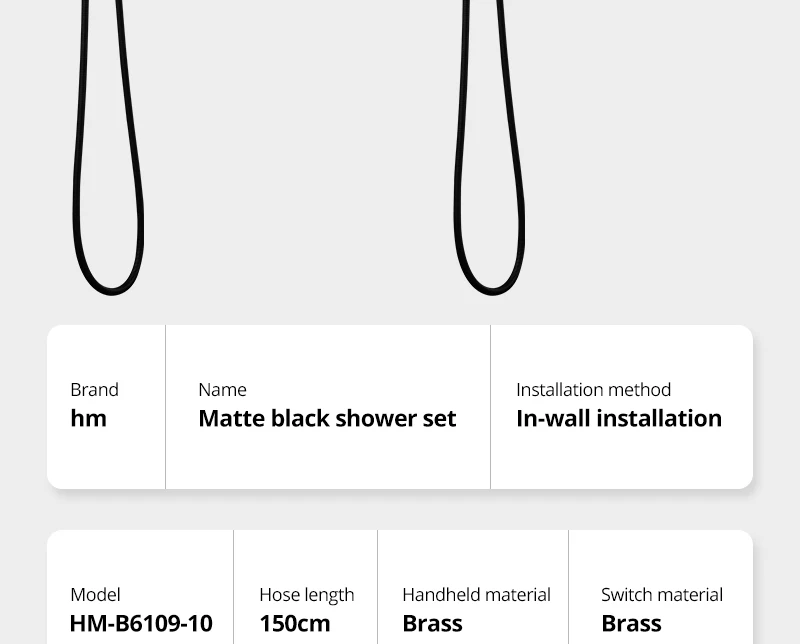 hm 10" LED shower set, Black Wall-Mounted Embedded Shower System, Water-Saving Bathtub and Box Shower Mixer