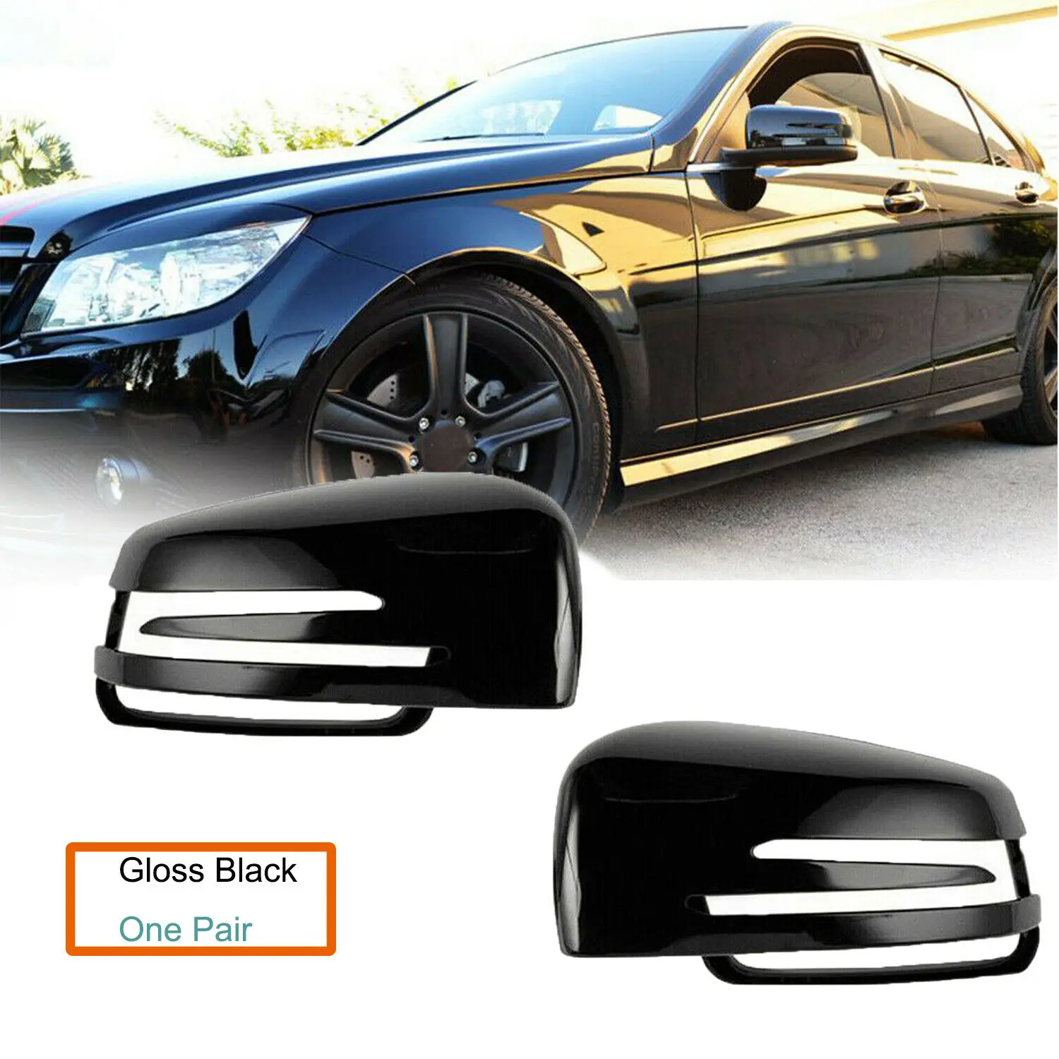 

Carbon Fiber / Gloss Black Pair Wing Mirror Cover Caps For Mercedes A B C E S Class W204 W221 W212 X204 W176 X166