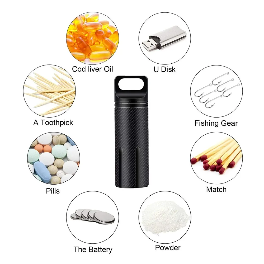 Outdoor CNC Waterproof Emergency First Aid Kits Safety Survival Pill Bottle Aluminium Camping EDC Tank Box for Cigarettes case (15)