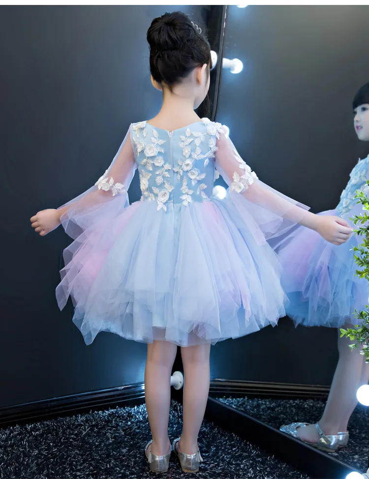 Kids First Communion Dresses Long Trailing Girls Dress Child Mermaid Long Tail Peacock Ball Gown For Wedding Evening Prom Party