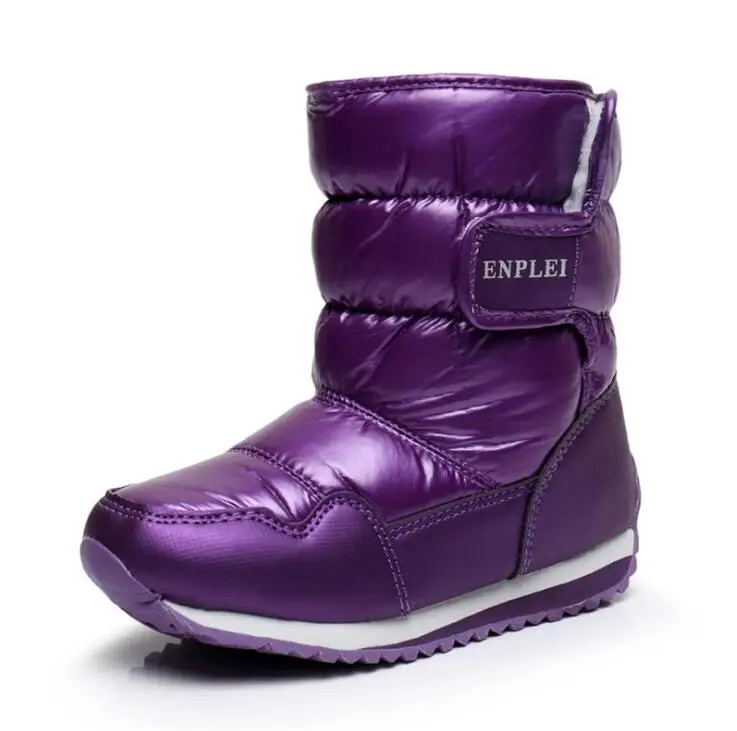 Новые детские зимние сапоги, теплые зимние сапоги с кроликом, модная плюшевая детская обувь, водонепроницаемые кроссовки для девочек и мальчиков, Ботинки martin - Цвет: Purple