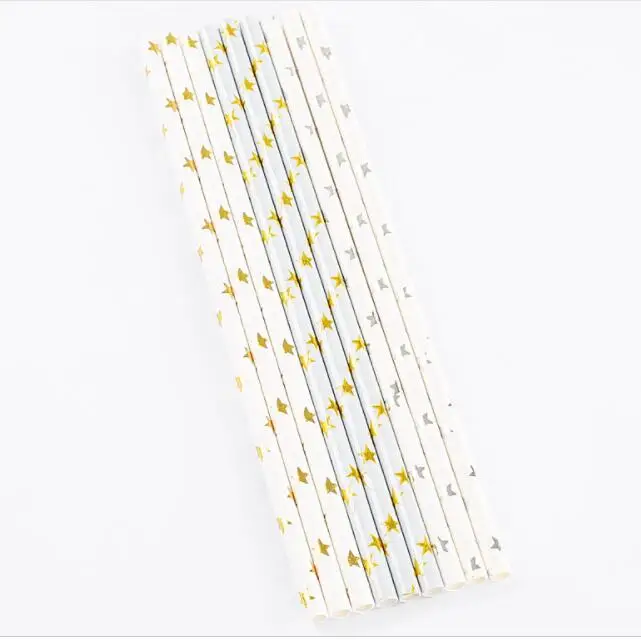 100pc Christmas Star Paper Straw Biodegradable Straw Disposable Drinking Straw Birthday Party Decorations Kids Party Supplies