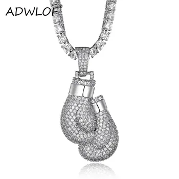 

HIP Hop Gold Color Bling Full AAA+ Cubic Zirconia Iced Out Boxing Gloves Pendants & Necklaces for Men Jewelry