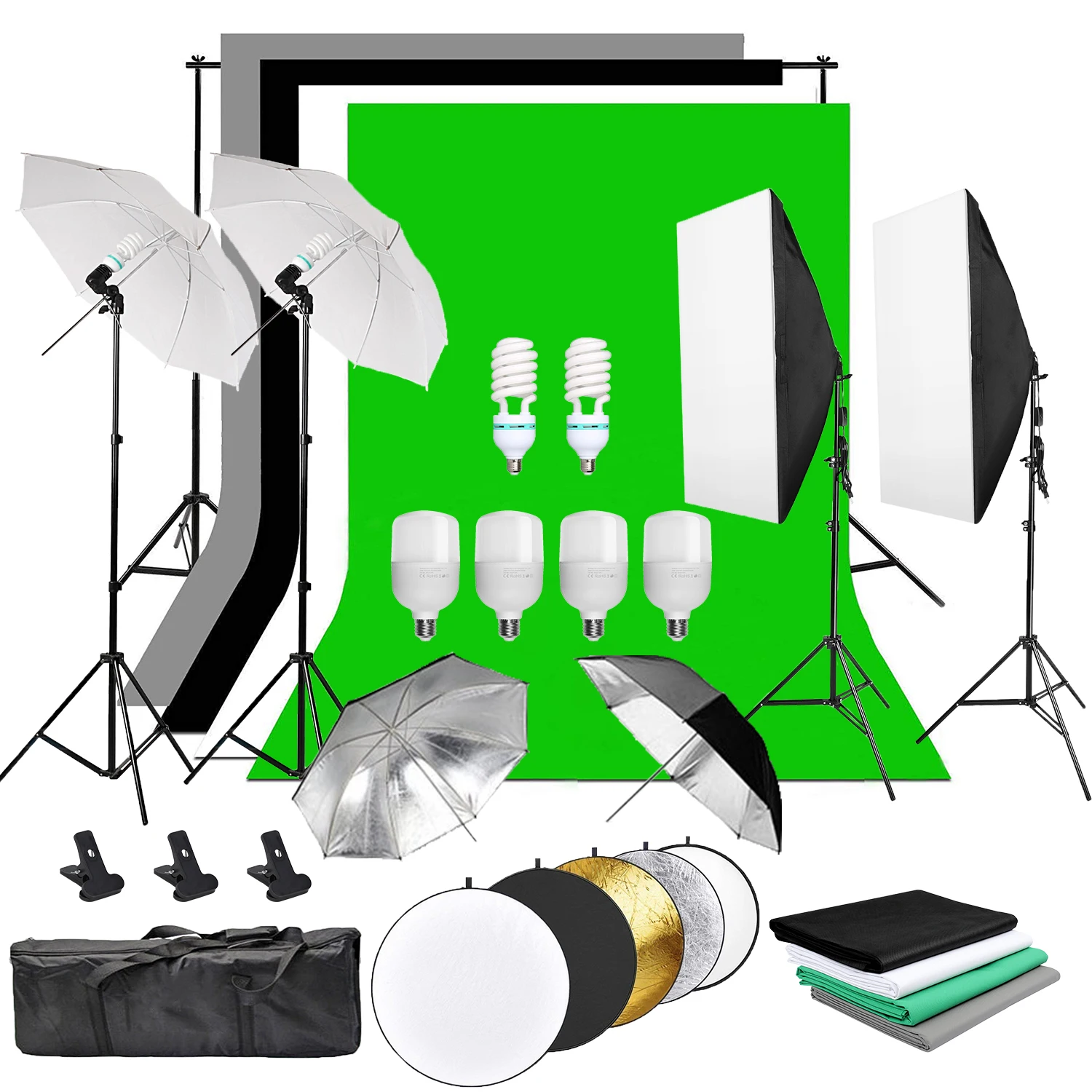 ZUOCHEN фотостудия фон мягкое зонтичное освещение комплект фоновая стойка 4 фона 6 студийные лампы