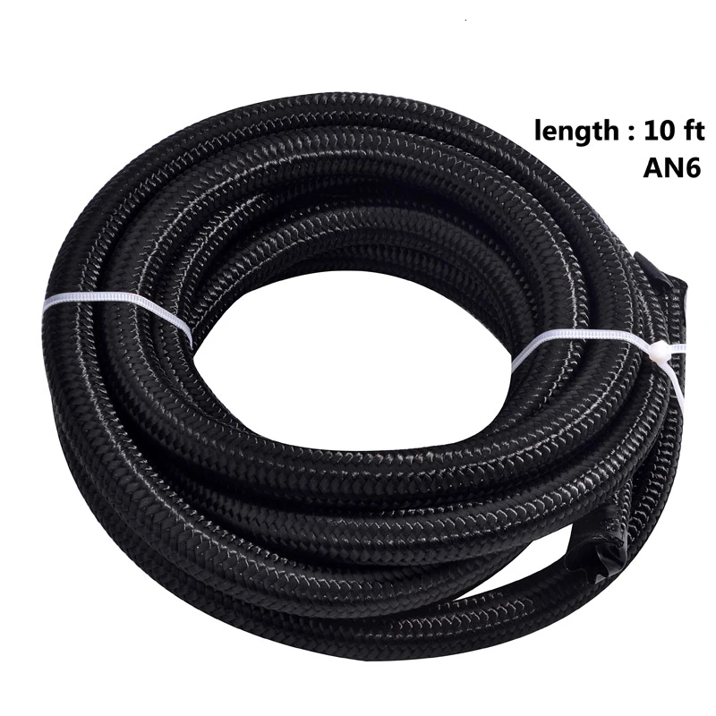 SPEEDWOW AN6 Nylon Fuel Line Black Hose Pipe Black Hose End Straigh 45Degree Elbow Fitting AN Flare Reducer Expander