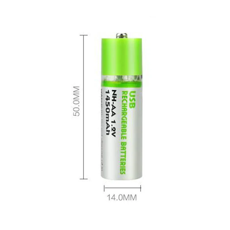 2 шт 1,2 V AA Ni-MH аккумулятор 1450mAh Премиум USB перезаряжаемые батареи светодиодный индикатор повторное использование экологически чистая батарея