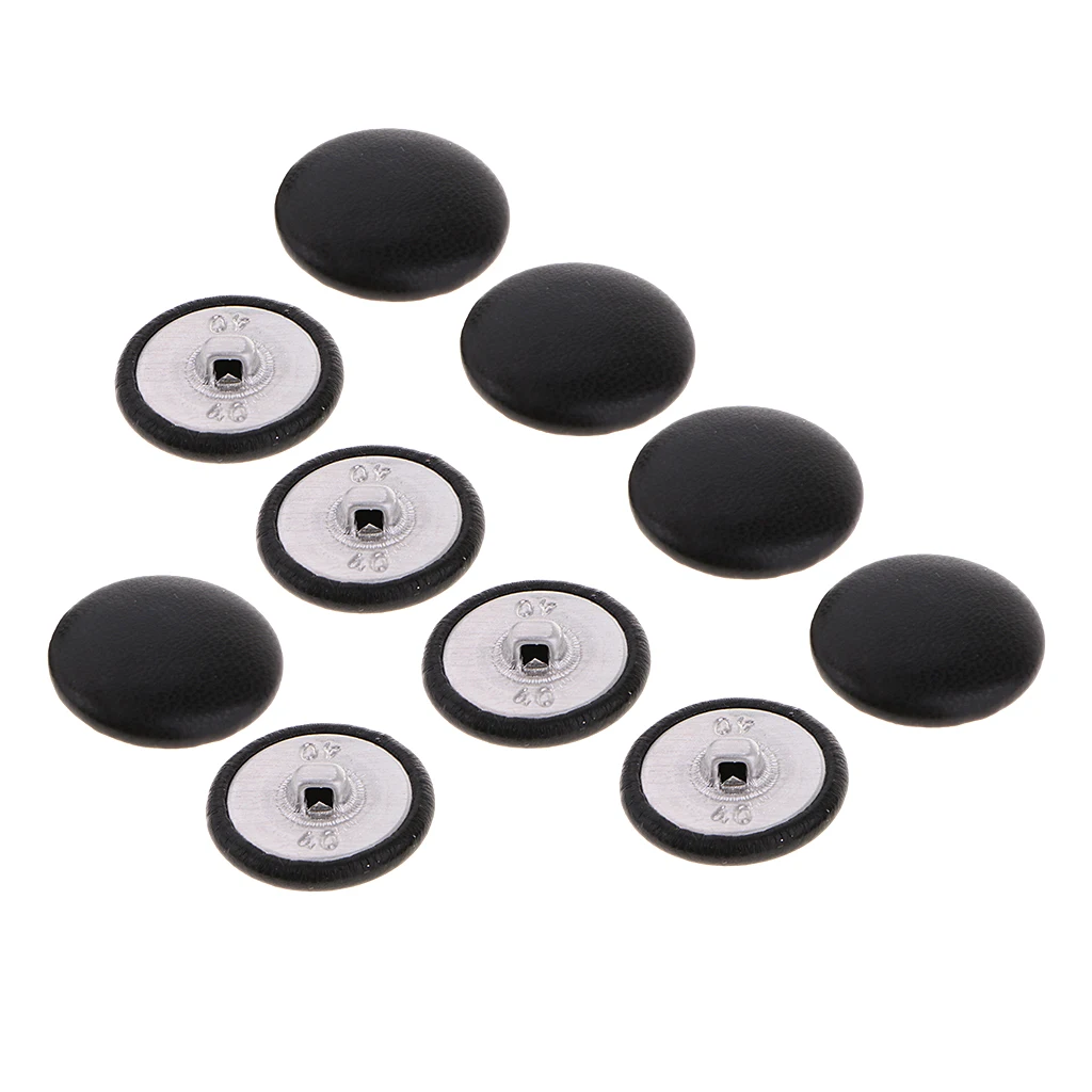 10 Pieces Black Artificial Leather Covered Button for  Suits, Jackets Fronts, Coats, Upholstery